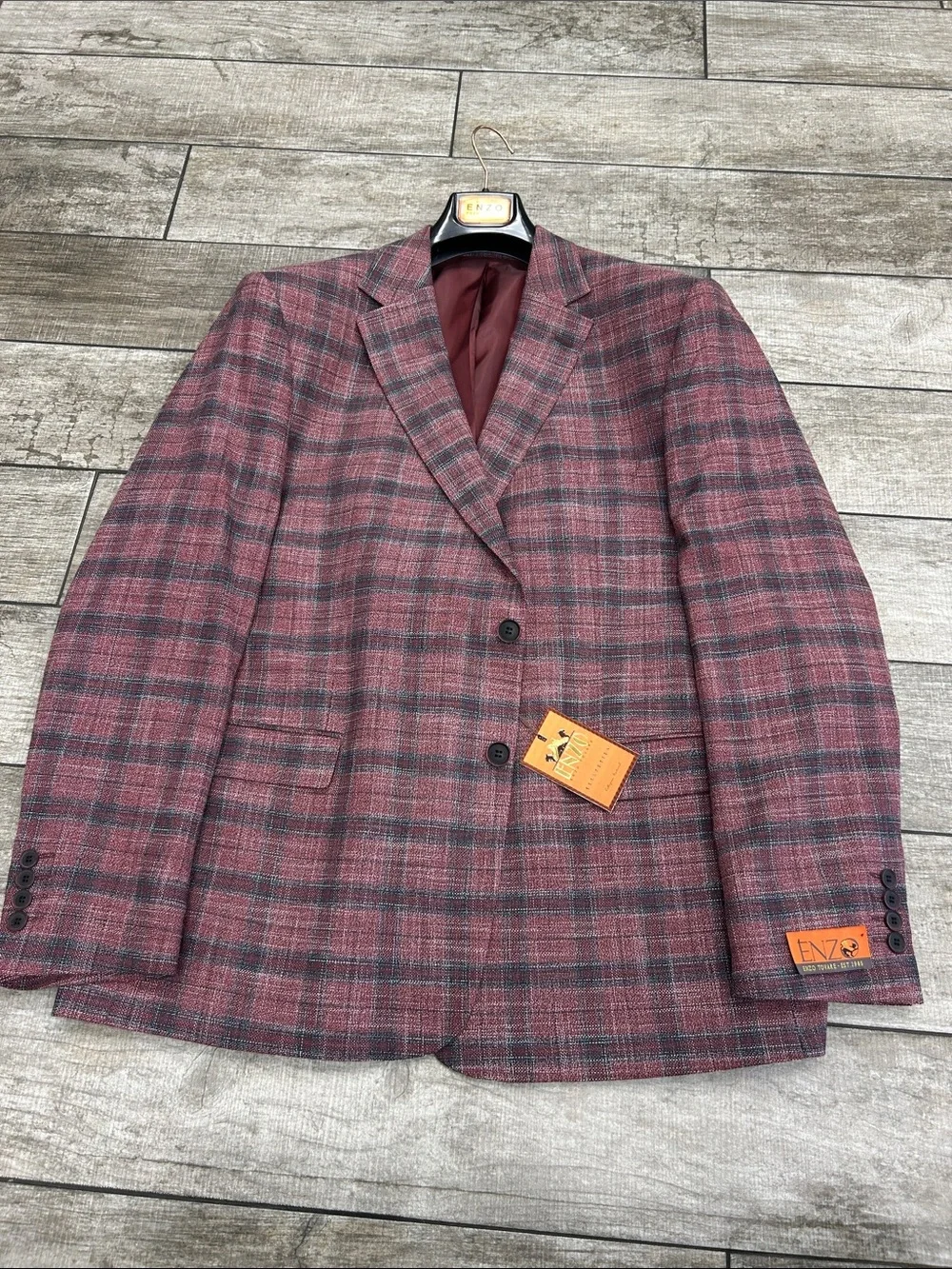 Enzo Tovare Men's Red / Burgundy Plaid Blazer NWT